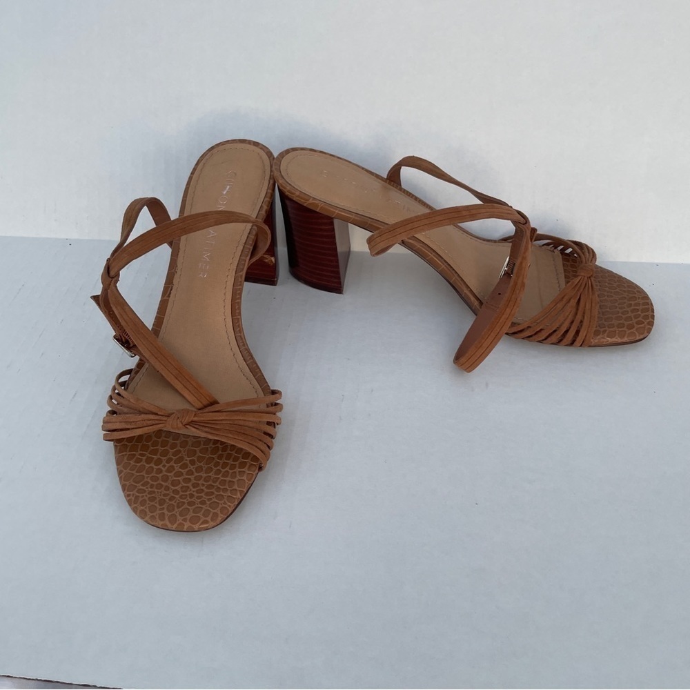 GIBSON LATIMER CORDELIA BROWN SHEEP LEATHER SANDALS SIZE 8 - Picture 2 of 15